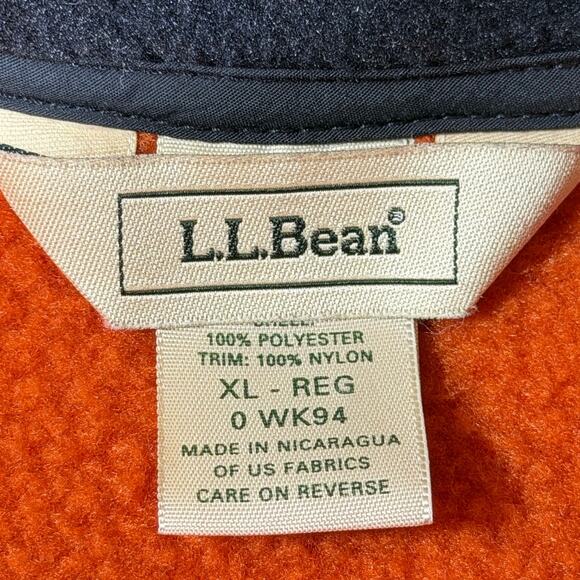 LL Bean Women’s XL Orange Black Zip Front Sherpa Fleece Outdoor Vest Warm - Picture 4 of 7